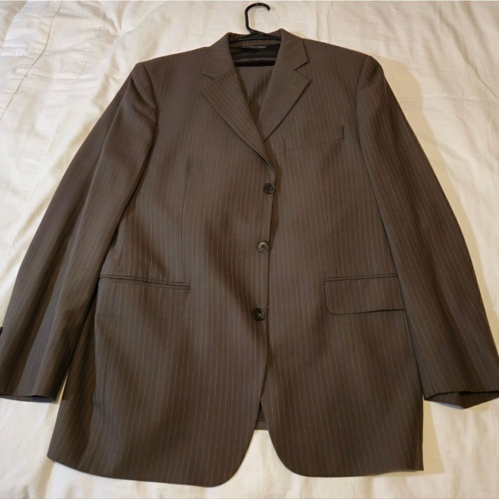 Studio Brown Pinstripe Suit